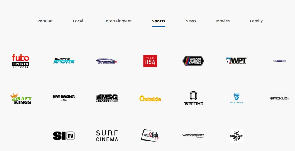 Tablo sports streaming channels