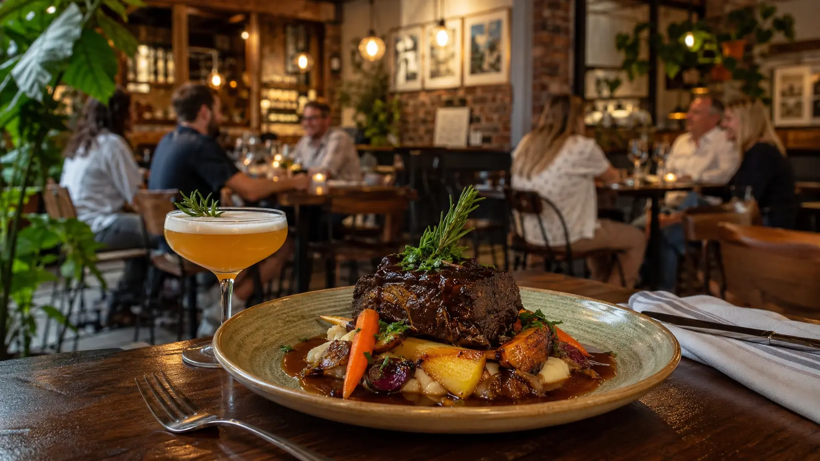 Contemporary independent tavern dinner in a historic downtown storefront