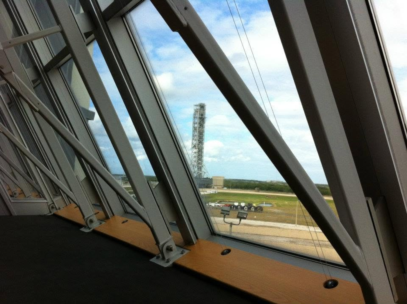 Artemis mobile launcher under construction, viewed from Firing Room One