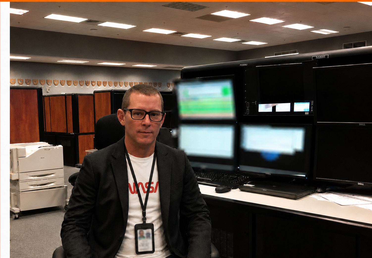 Danny in the Launch Control Center during his tenure at Kennedy Space Center