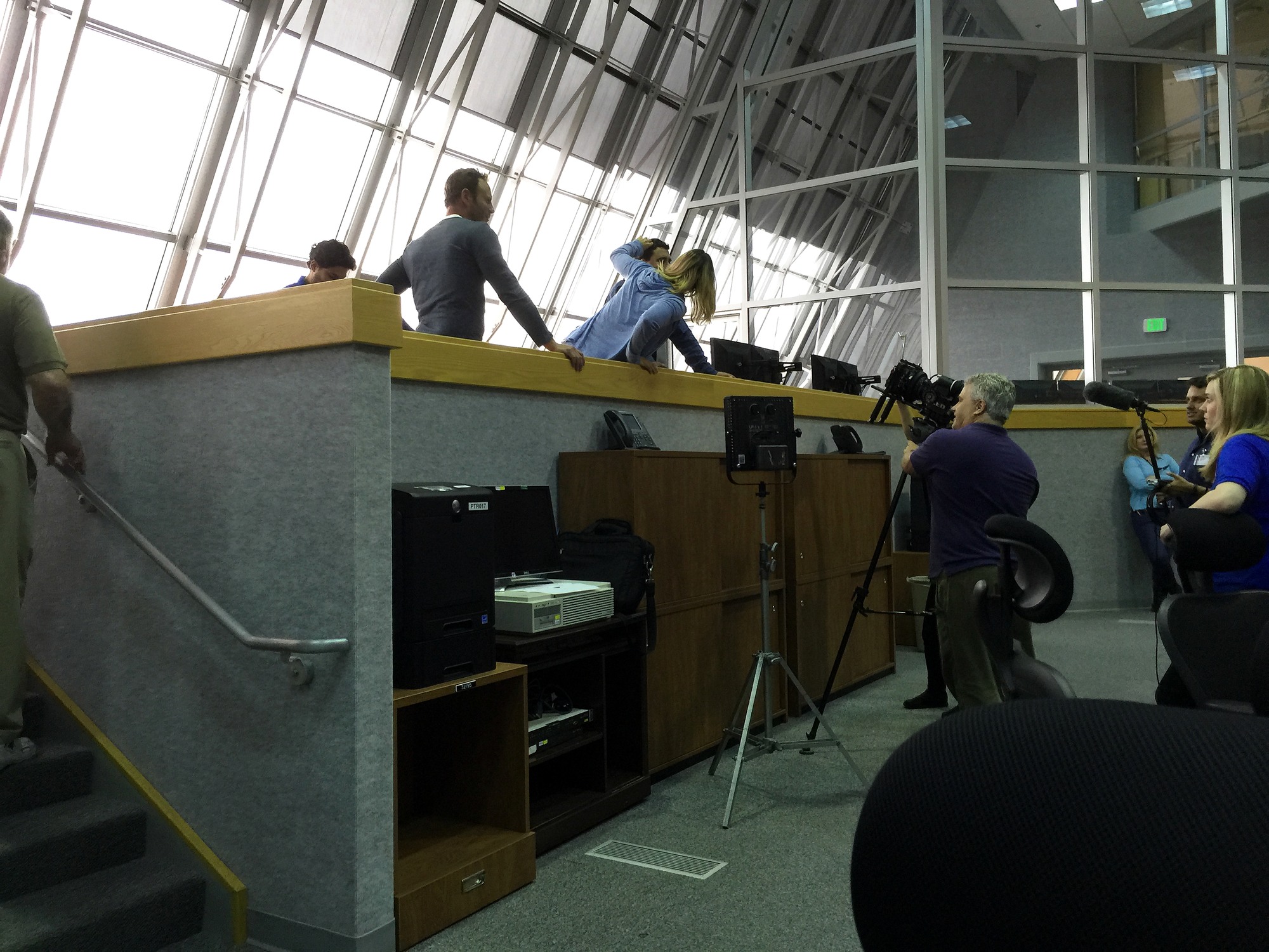 Sharknado 3 cast and production crew in Firing Room One